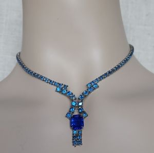 1940's Blue Rhinestone Necklace